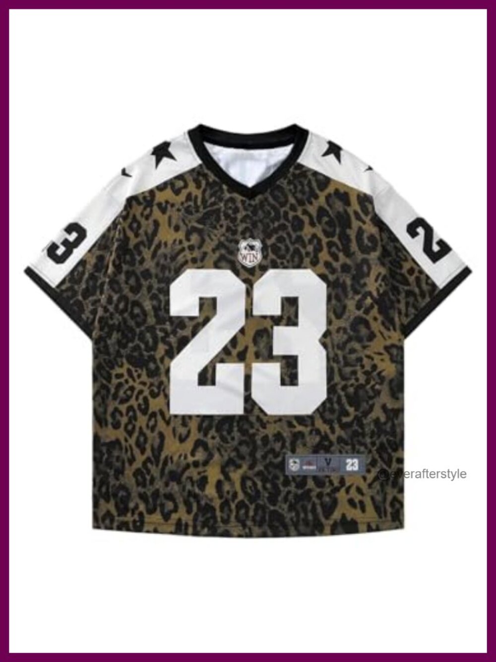 Plus Size Leopard Print V Neck Short Sleeve Oversized T Shirt